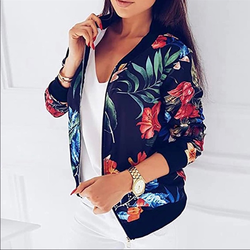 Super cute floral bomber jacket